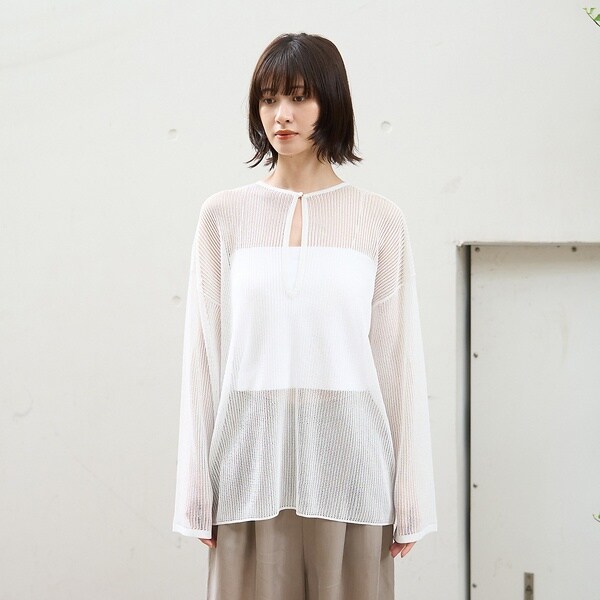 ルージュ・ヴィフ ラクレ（Rouge vif la cle）/スキッパー風透かしメッシュニット_9