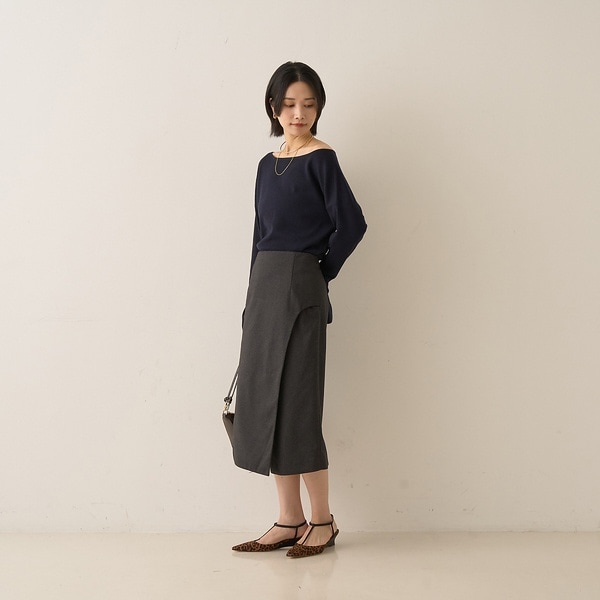 ルージュ・ヴィフ ラクレ（Rouge vif la cle）/ウールライクデザインスカート_9