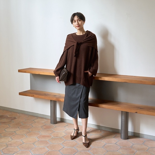 ルージュ・ヴィフ ラクレ（Rouge vif la cle）/ウールライクデザインスカート_11