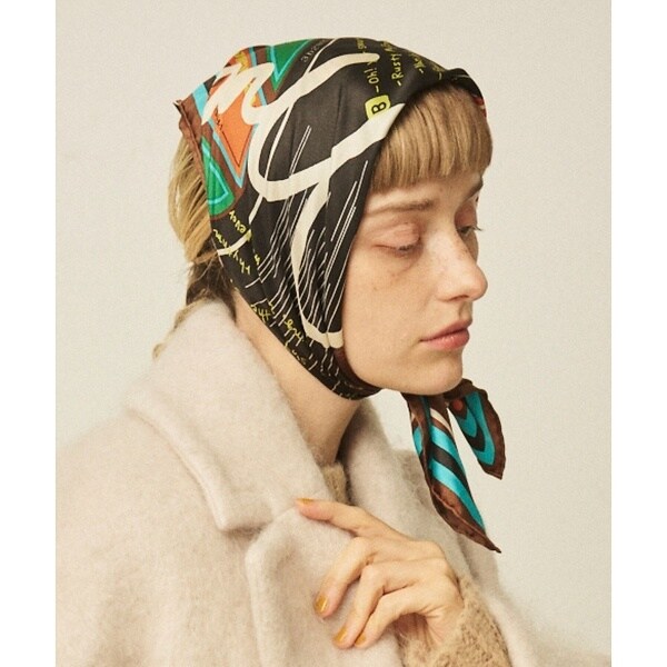 ルージュ・ヴィフ ラクレ（Rouge vif la cle）/【manipuri/マニプリ】レコード柄シルクスカーフ 65×65