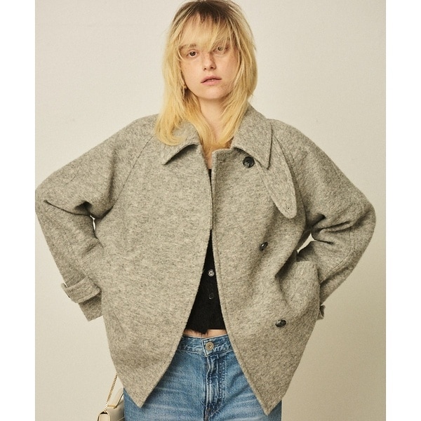 ルージュ・ヴィフ ラクレ（Rouge vif la cle）/【2サイズ展開】ウール混ショート丈スライバーコート