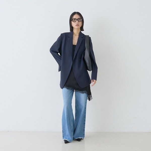 ルージュ・ヴィフ ラクレ（Rouge vif la cle）/【セットアップ相応う】レースサテンアシンメトリーキャミソール