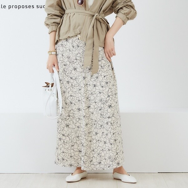 ルージュ・ヴィフ ラクレ（Rouge vif la cle）/ドローイングフラワースカート