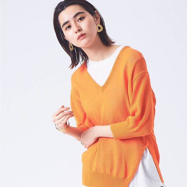 カリテ（qualite）/レイヤードVネックアシメニット