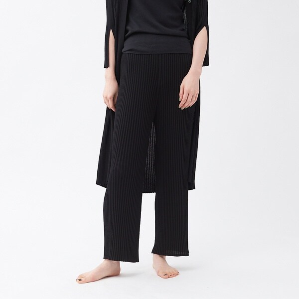 カリテ（qualite）/【WEB・一部店舗限定】《セットアップ対応》リブニットワイドパンツ