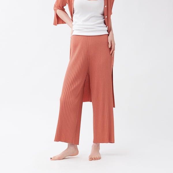 カリテ（qualite）/【WEB・一部店舗限定】《セットアップ対応》リブニットワイドパンツ