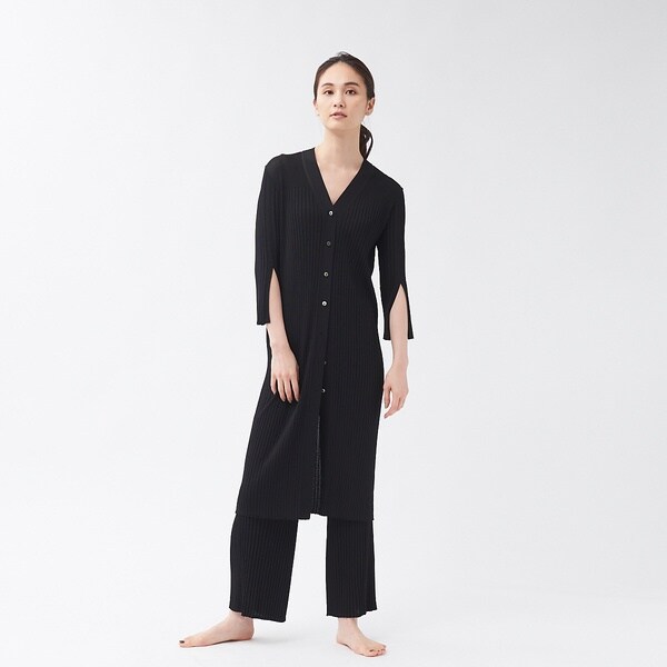 カリテ（qualite）/【WEB・一部店舗限定】《セットアップ対応》リブニットワイドパンツ