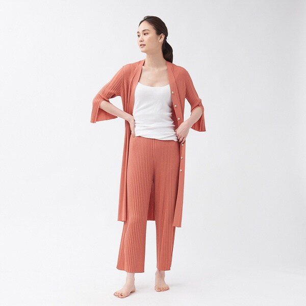 カリテ（qualite）/【WEB・一部店舗限定】《セットアップ対応》リブニットワイドパンツ