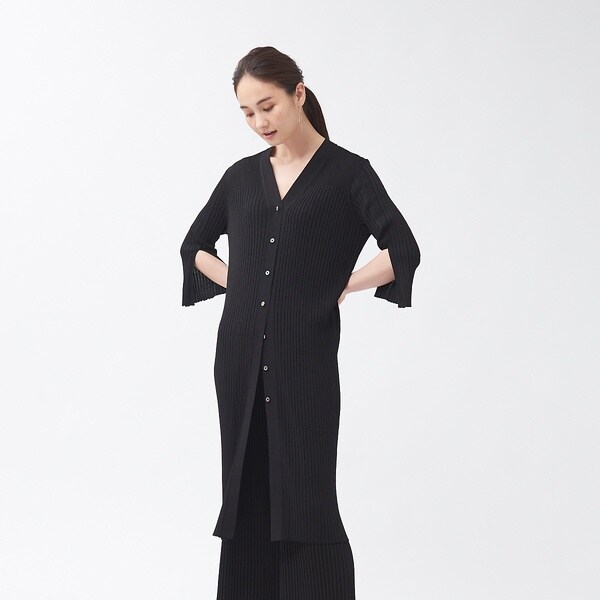 カリテ（qualite）/【WEB・一部店舗限定】《セットアップ対応》リブニットロングカーディガン