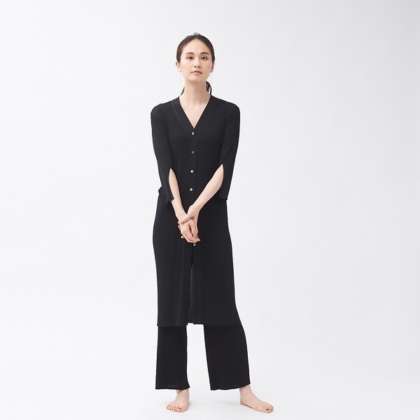 カリテ（qualite）/【WEB・一部店舗限定】《セットアップ対応》リブニットロングカーディガン