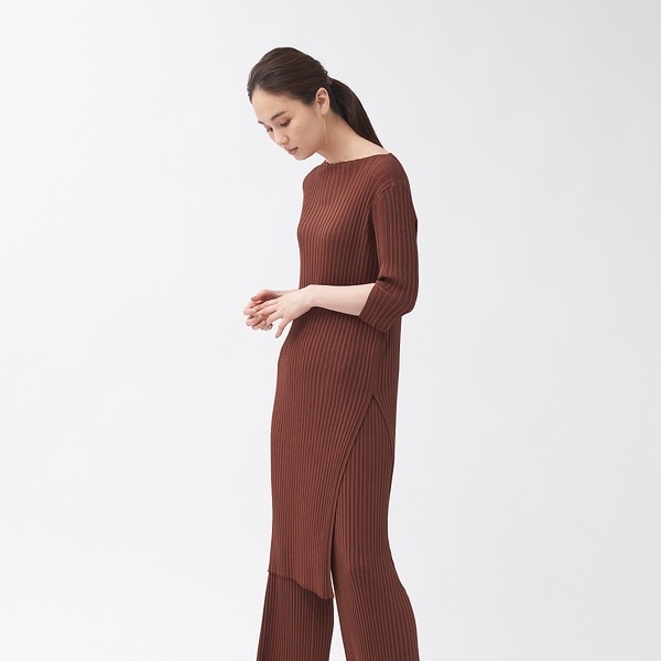 カリテ（qualite）/【WEB・一部店舗限定】《セットアップ対応》リブニットロングプルオーバー