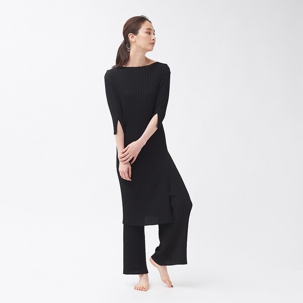 カリテ（qualite）/【WEB・一部店舗限定】《セットアップ対応》リブニットロングプルオーバー