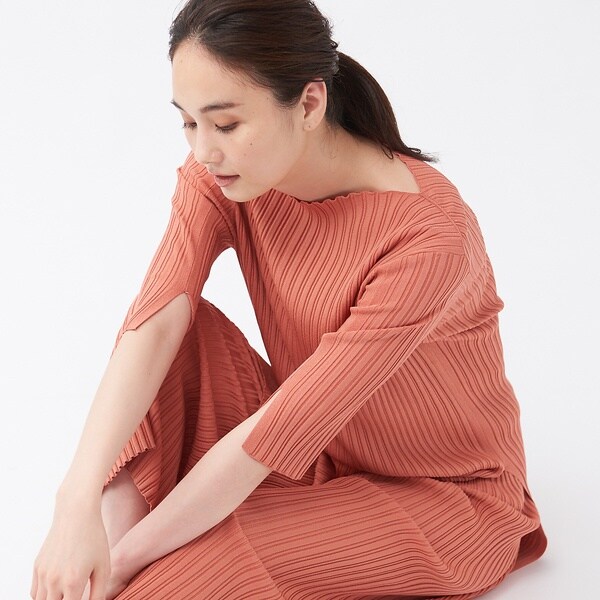 カリテ（qualite）/【WEB・一部店舗限定】《セットアップ対応》リブニットロングプルオーバー