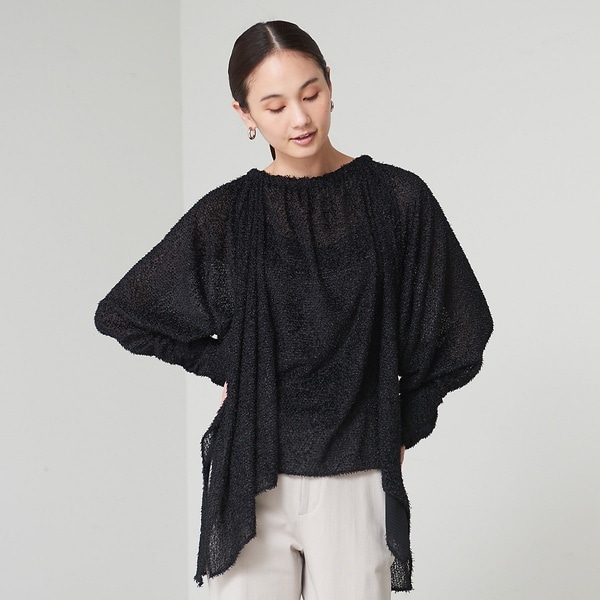 カリテ（qualite）/マルチネックジャガードギャザーブラウス