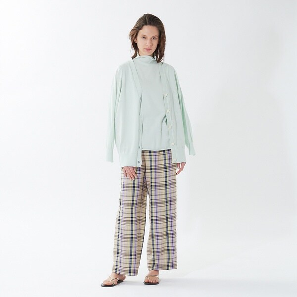 カリテ（qualite）/《セットアップ対応》レーヨンリネンチェックパンツ