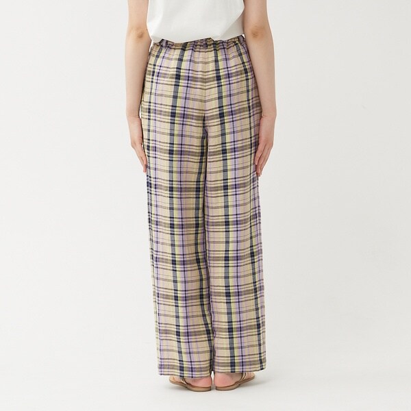 カリテ（qualite）/《セットアップ対応》レーヨンリネンチェックパンツ