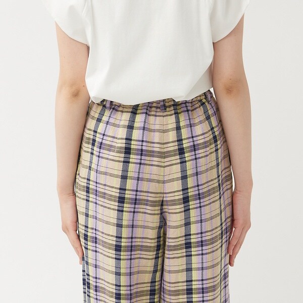 カリテ（qualite）/《セットアップ対応》レーヨンリネンチェックパンツ