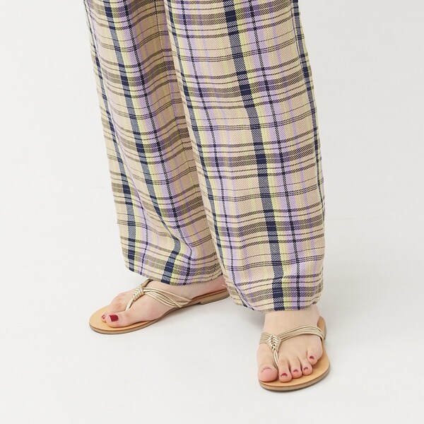 カリテ（qualite）/《セットアップ対応》レーヨンリネンチェックパンツ