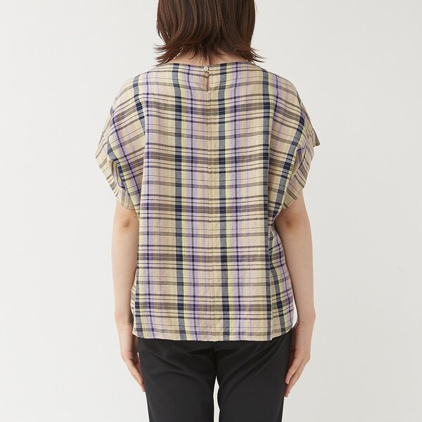 カリテ（qualite）/《セットアップ対応》レーヨンリネンチェックブラウス