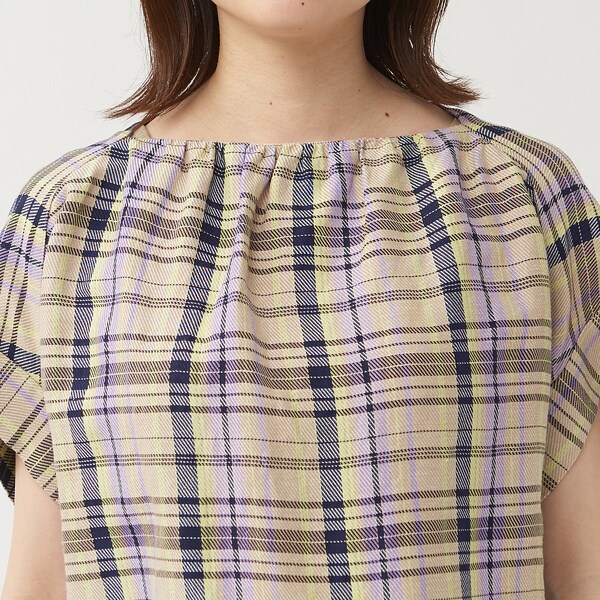 カリテ（qualite）/《セットアップ対応》レーヨンリネンチェックブラウス