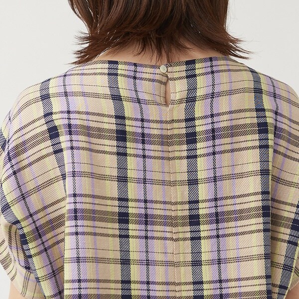 カリテ（qualite）/《セットアップ対応》レーヨンリネンチェックブラウス