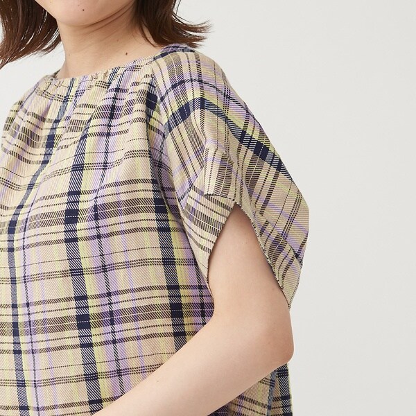 カリテ（qualite）/《セットアップ対応》レーヨンリネンチェックブラウス