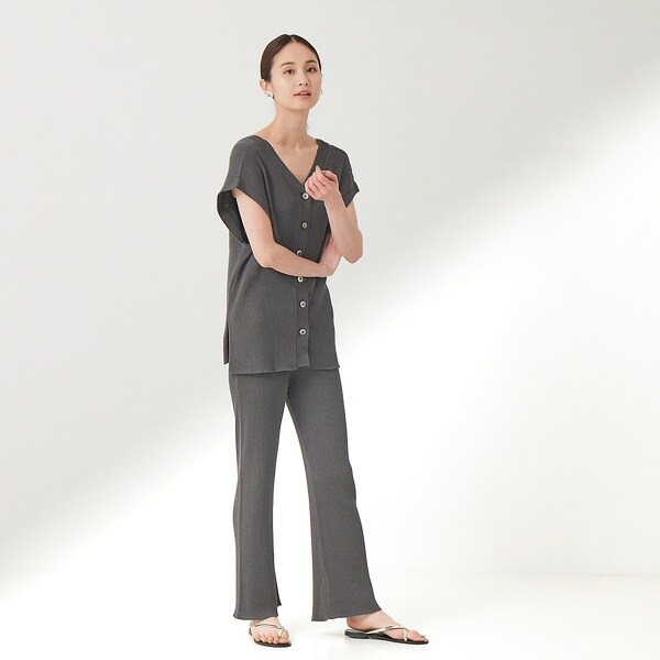 カリテ（qualite）/《セットアップ対応》リブニットスリットパンツ