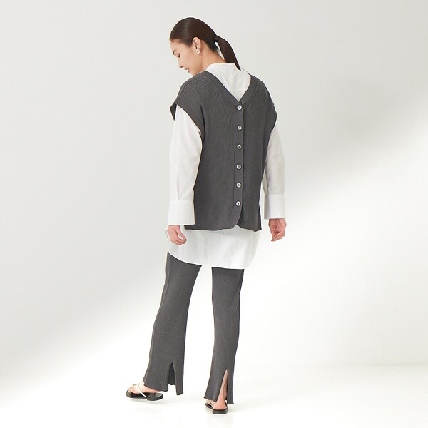 カリテ（qualite）/《セットアップ対応》リブニットスリットパンツ