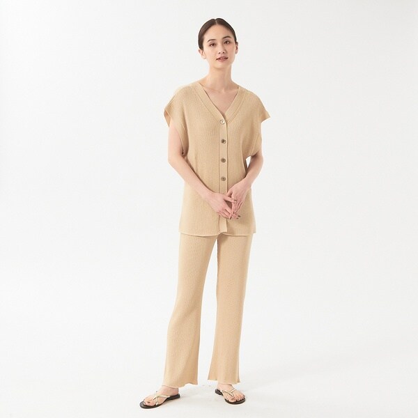 カリテ（qualite）/《セットアップ対応》リブニットスリットパンツ