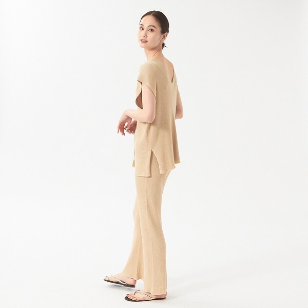 カリテ（qualite）/《セットアップ対応》リブニットスリットパンツ