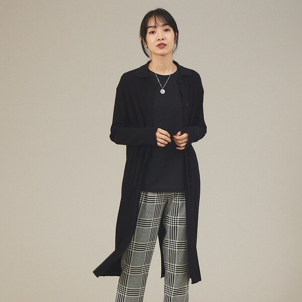 カリテ（qualite）/《アンサンブル対応》シャツ衿リブカーディガン