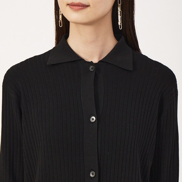 カリテ（qualite）/《アンサンブル対応》シャツ衿リブカーディガン