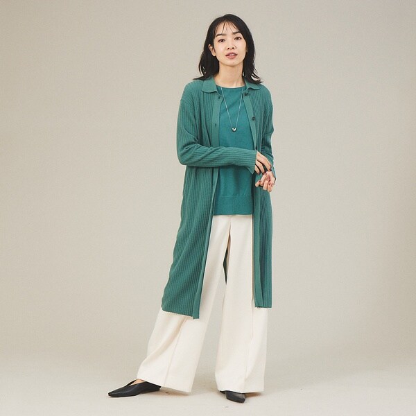 カリテ（qualite）/《アンサンブル対応》シャツ衿リブカーディガン