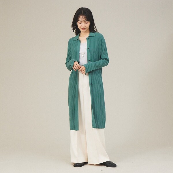 カリテ（qualite）/《アンサンブル対応》シャツ衿リブカーディガン