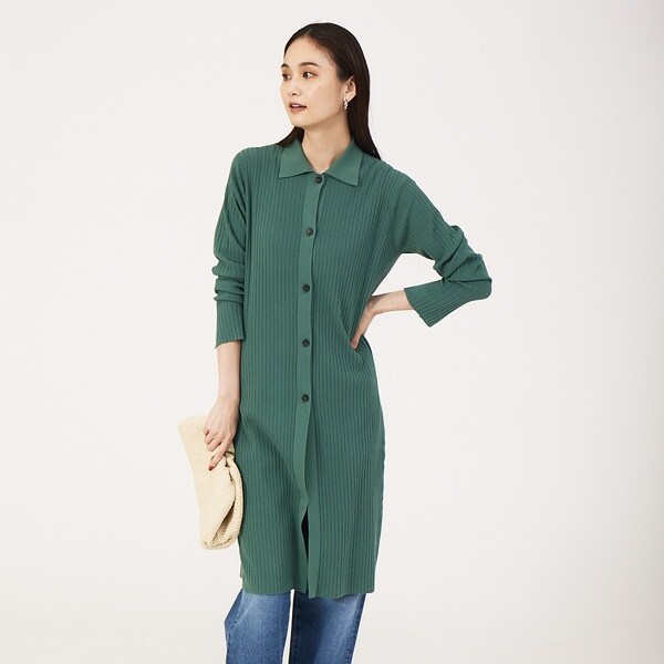 カリテ（qualite）/《アンサンブル対応》シャツ衿リブカーディガン