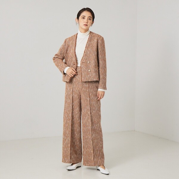 カリテ（qualite）/《セットアップ対応》ハイウエストツイードパンツ