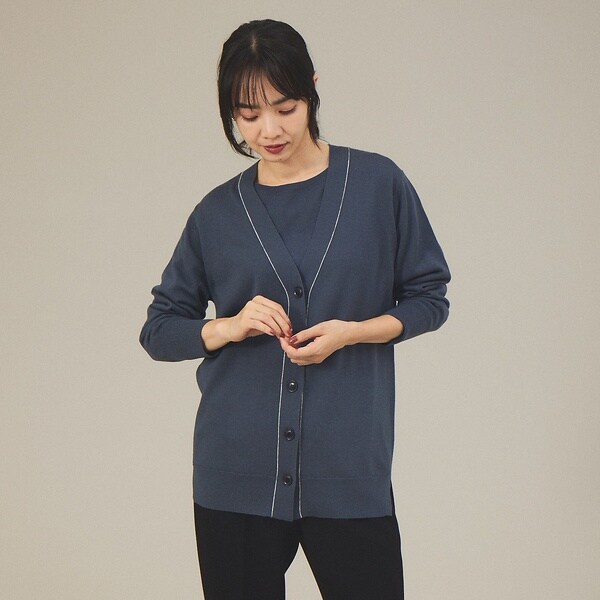 カリテ（qualite）/《アンサンブル対応》ウールハイゲージニットカーデ