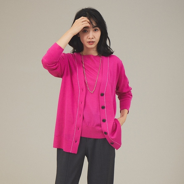 カリテ（qualite）/《アンサンブル対応》ウールハイゲージニットカーデ