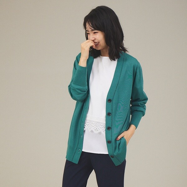 カリテ（qualite）/《アンサンブル対応》ウールハイゲージニットカーデ