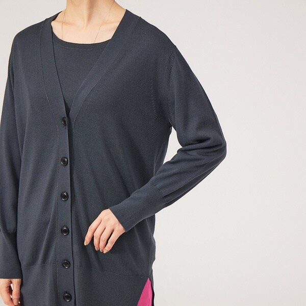 カリテ（qualite）/《アンサンブル対応》ウールハイゲージニットカーデ