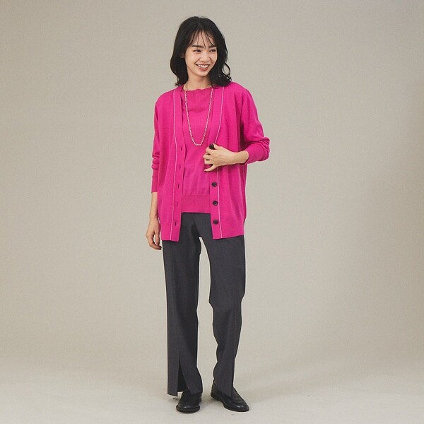 カリテ（qualite）/《アンサンブル対応》ウールハイゲージニットカーデ