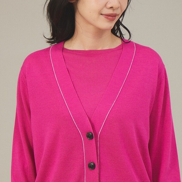 カリテ（qualite）/《アンサンブル対応》ウールハイゲージニットカーデ