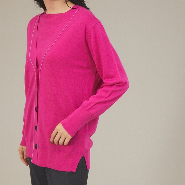 カリテ（qualite）/《アンサンブル対応》ウールハイゲージニットカーデ