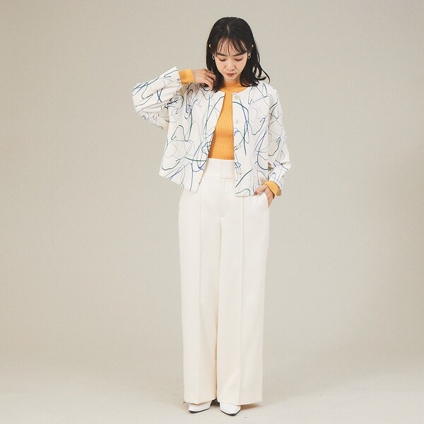 カリテ（qualite）/《セットアップ対応》ドローイングプリントクロップドシャツジャケット