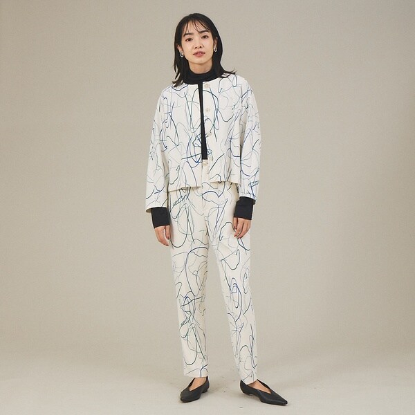 カリテ（qualite）/《セットアップ対応》ドローイングプリントクロップドシャツジャケット