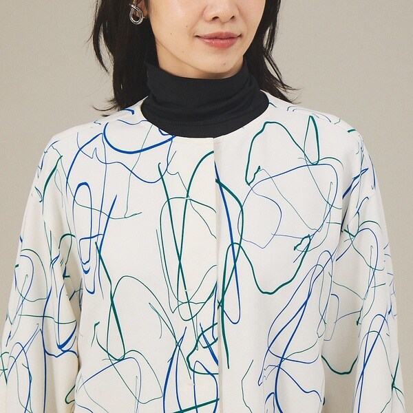 カリテ（qualite）/《セットアップ対応》ドローイングプリントクロップドシャツジャケット