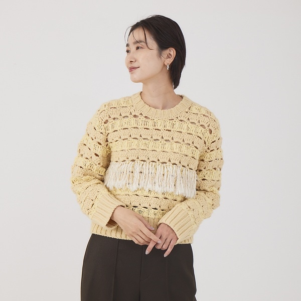 カリテ（qualite）/鍵針フリンジニット