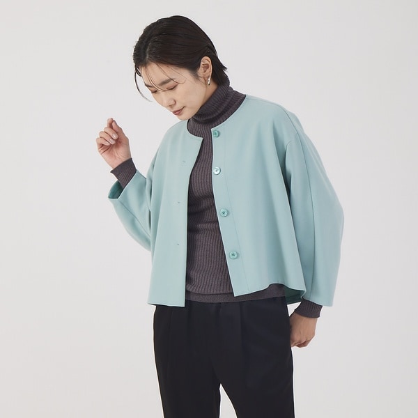 カリテ（qualite）/《セットアップ対応》ダブルクロスクロプドシャツジャケット【セージグリーン】