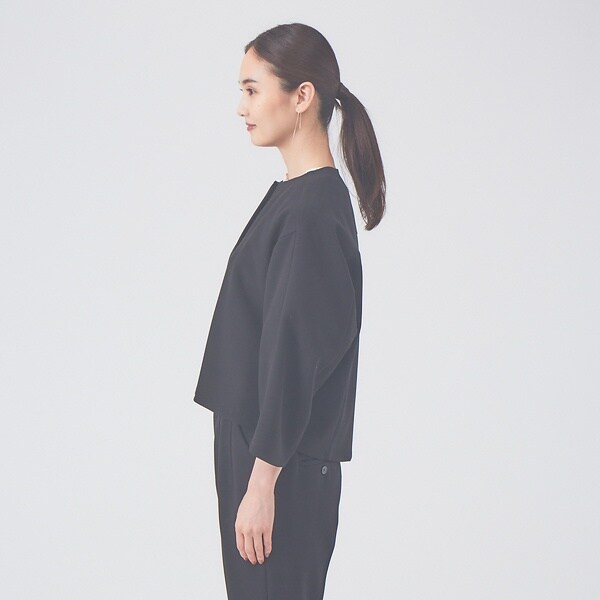 カリテ（qualite）/《セットアップ対応》ダブルクロスクロプドシャツジャケット【セージグリーン】