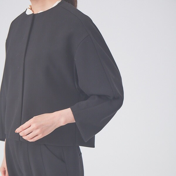 カリテ（qualite）/《セットアップ対応》ダブルクロスクロプドシャツジャケット【セージグリーン】